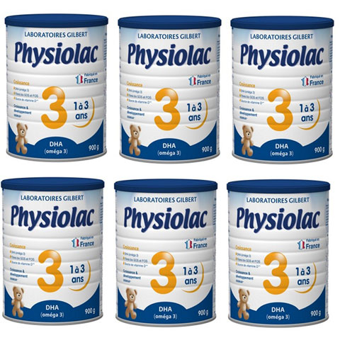 Thùng sữa Physiolac số 3 lon 900g cho trẻ 1-3 tuổi